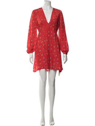 Pre-owned Rixo London Silk Mini Dress In Red