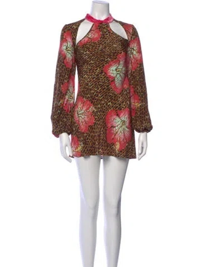 Pre-owned Rixo London Silk Mini Dress W/ Tags In Brown
