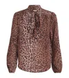 Rixo London Womens Moss Leopard Silk Blouse In Brown