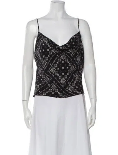 Pre-owned Rixo London Silk Patterned Blouse In Black