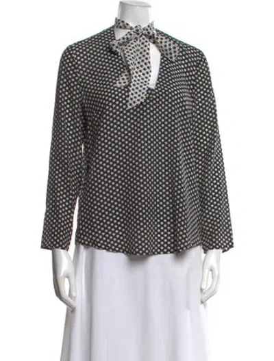 Pre-owned Rixo London Silk Patterned Blouse In Black