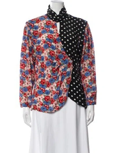 Pre-owned Rixo London Silk Patterned Blouse In Red