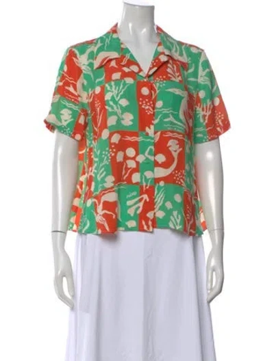 Pre-owned Rixo London Silk Printed Blouse In Multi