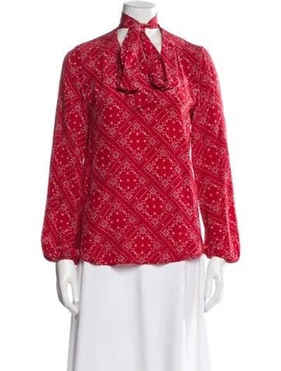Pre-owned Rixo London Silk Printed Blouse In Red