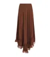 Rixo London Silk Rudy Maxi Skirt In Brown