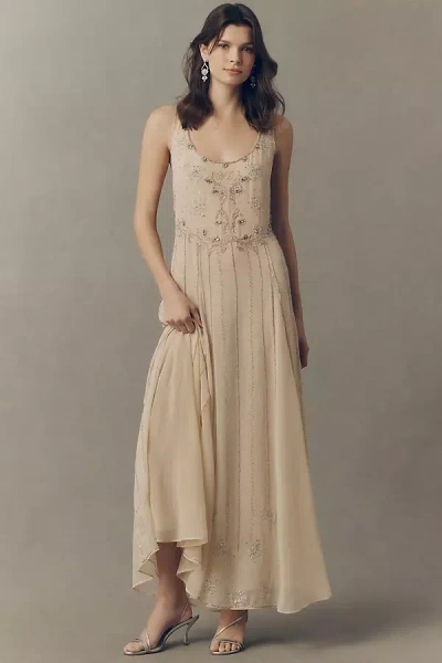Rixo London Silvanna Scoop-neck Beaded Maxi Dress In Neutral