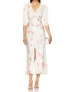 Rixo London Simone Classic Floral Midi Dress In Ivory In White