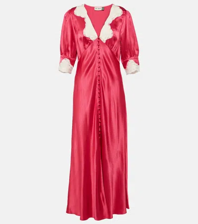 Rixo London Simone Lace-trimmed Maxi Dress In Pink
