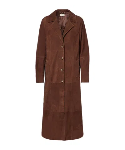 Rixo London Single-breasted Long-sleeve Coat In Brown