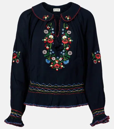 Rixo London Sofira Embroidered Cotton Top In Black
