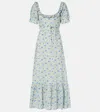 Rixo London Sorana Floral Ruffled Cotton Midi Dress In Blue