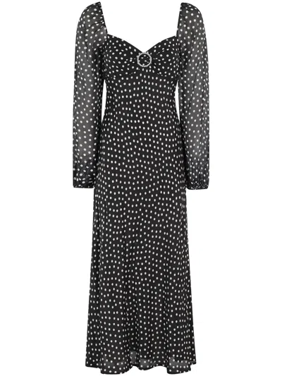 Rixo London Spot-print Midi Dress In Black