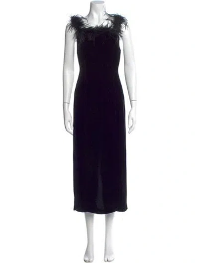 Pre-owned Rixo London Square Neckline Long Dress In Black