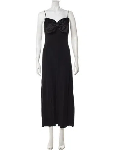 Pre-owned Rixo London Square Neckline Long Dress In Black