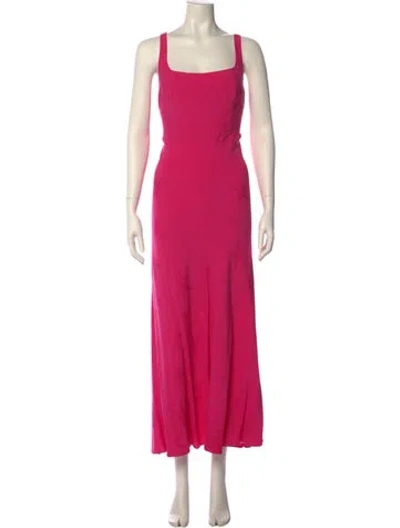 Pre-owned Rixo London Square Neckline Long Dress In Pink