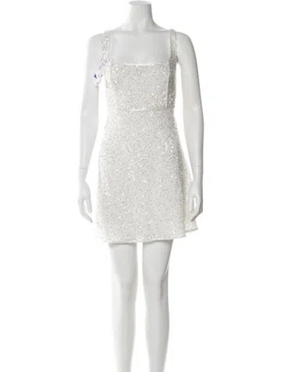 Pre-owned Rixo London Square Neckline Mini Dress W/ Tags In White