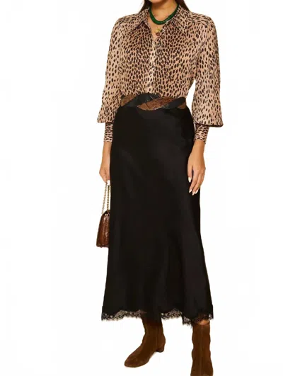 Rixo London Stassie Midi Skirt In Black
