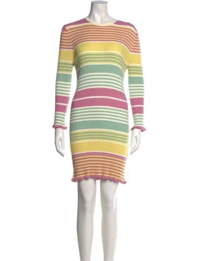 Pre-owned Rixo London Striped Mini Dress In Pink