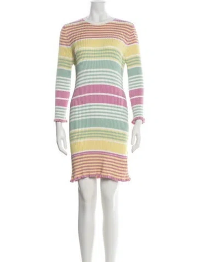 Pre-owned Rixo London Striped Mini Dress In Pink