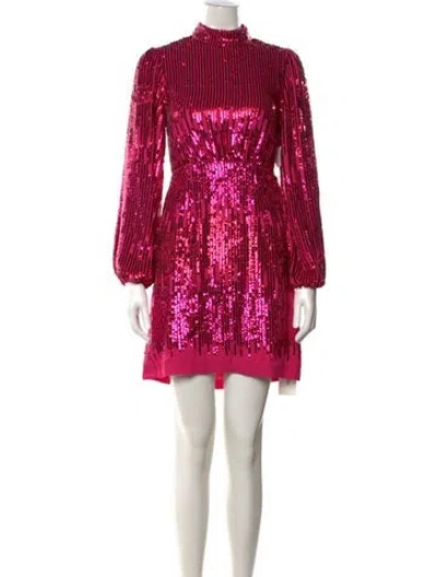 Pre-owned Rixo London Striped Mini Dress In Pink