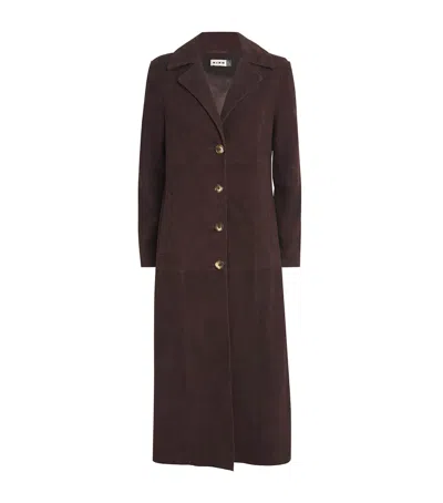 Rixo London Suede Astraea Duster Coat In Brown