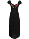 Rixo London Tahlee Embroidered Midi Dress In Black