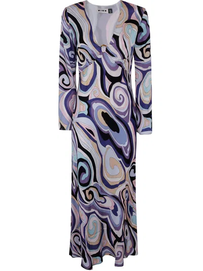 Rixo London Womens Marble Ocean Terri V-neck Woven Midi Dress In Multi