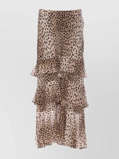 RIXO LONDON TIERED LEOPARD PRINT SKIRT RUFFLE