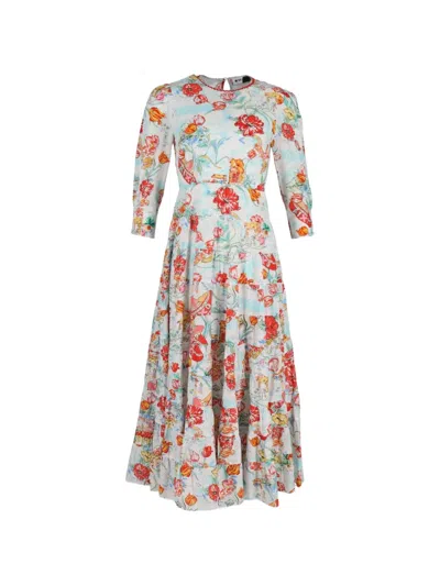 Pre-owned Rixo London Tiered Ric-rac Maxi Dress In White