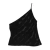 Rixo London One-shoulder Wave-pattern Top In Black