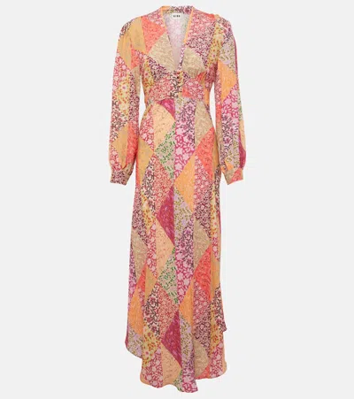 Rixo London Trula Patchwork Crêpe Maxi Dress In Multicoloured