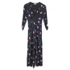 Rixo London Tulip Printed Crepe Midi Dress In Black Viscose In Black