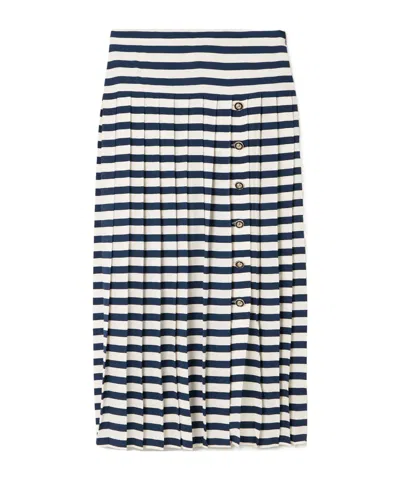 Rixo London Una Pleated Striped Silk Crepe De Chine Midi Skirt In Multi