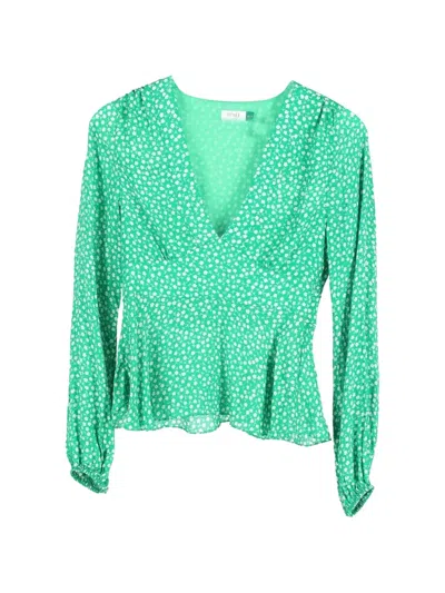 Pre-owned Rixo London V-neck Blouse In Green