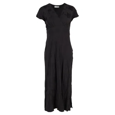 Rixo London V-neck Maxi Dress In Black Viscose