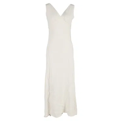 Rixo London V-neck Sleeveless Maxi Dress In White Linen