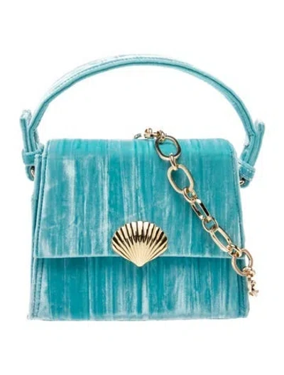 Pre-owned Rixo London Velvet Shoulder Bag In Blue