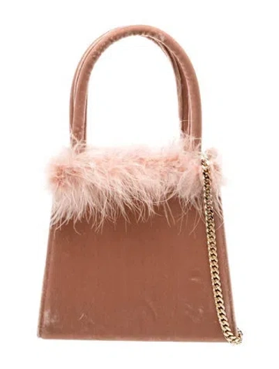 Pre-owned Rixo London Velvet Top Handle Bag In Pink