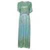 Rixo London Venus Sequined Midi Dress In Turquoise Chiffon In Blue