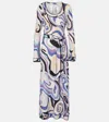 Rixo London Vero Printed Maxi Dress In Marble Ocean