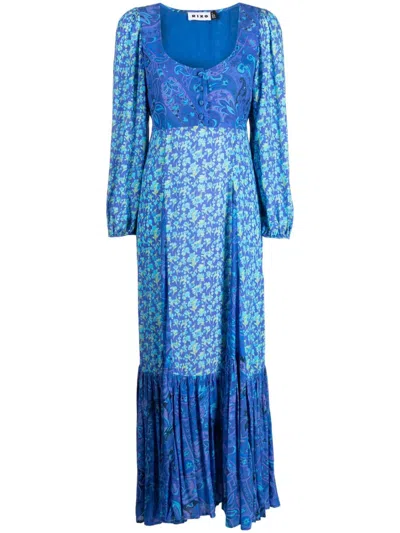 Rixo London Virginia Floral-print Maxi Dress In Blue