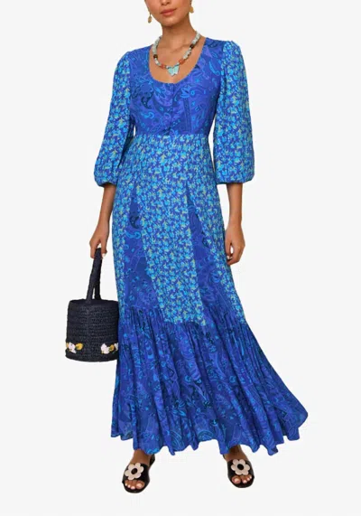 Rixo London Virginia Floral-print Maxi Dress In Cobalt Blue