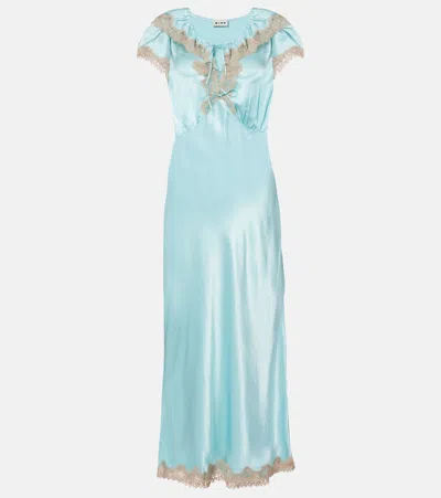 Rixo London Viviene Lace-trimmed Satin Midi Dress In Blue