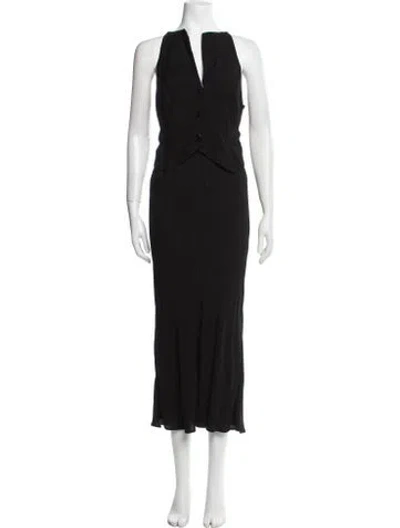 Pre-owned Rixo London V-neck Long Dress In Black