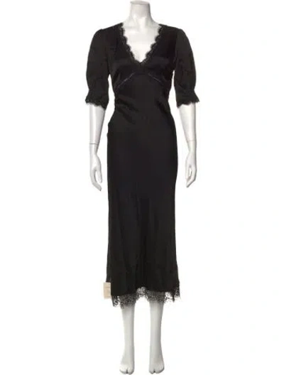 Pre-owned Rixo London V-neck Long Dress W/ Tags In Black