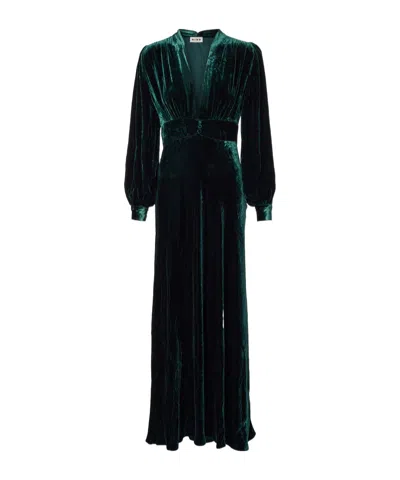 Rixo London V-neck Long Sleeve Dress In Blue