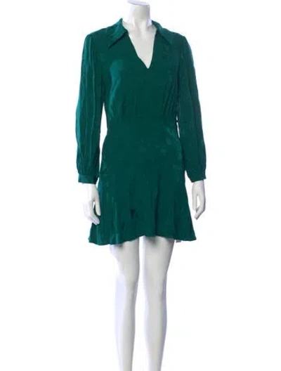 Pre-owned Rixo London V-neck Mini Dress In Green