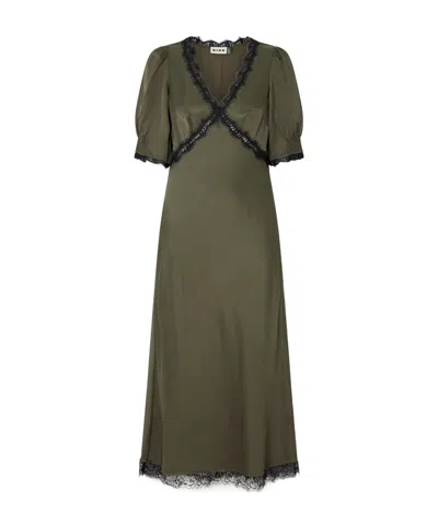 Rixo London V-neck Short-sleeved Dress In Green