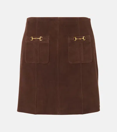 Rixo London Wiley Suede Miniskirt In Brown