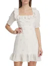 Rixo London Camile Ruffled Embroidered Cotton-blend Gauze Mini Dress In Ivory Daisy